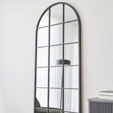 Load image into Gallery viewer, Sophia 180cm Windows Metal Arch Full Length Mirror Black
