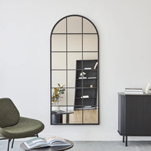 Load image into Gallery viewer, Sophia 180cm Windows Metal Arch Full Length Mirror Black
