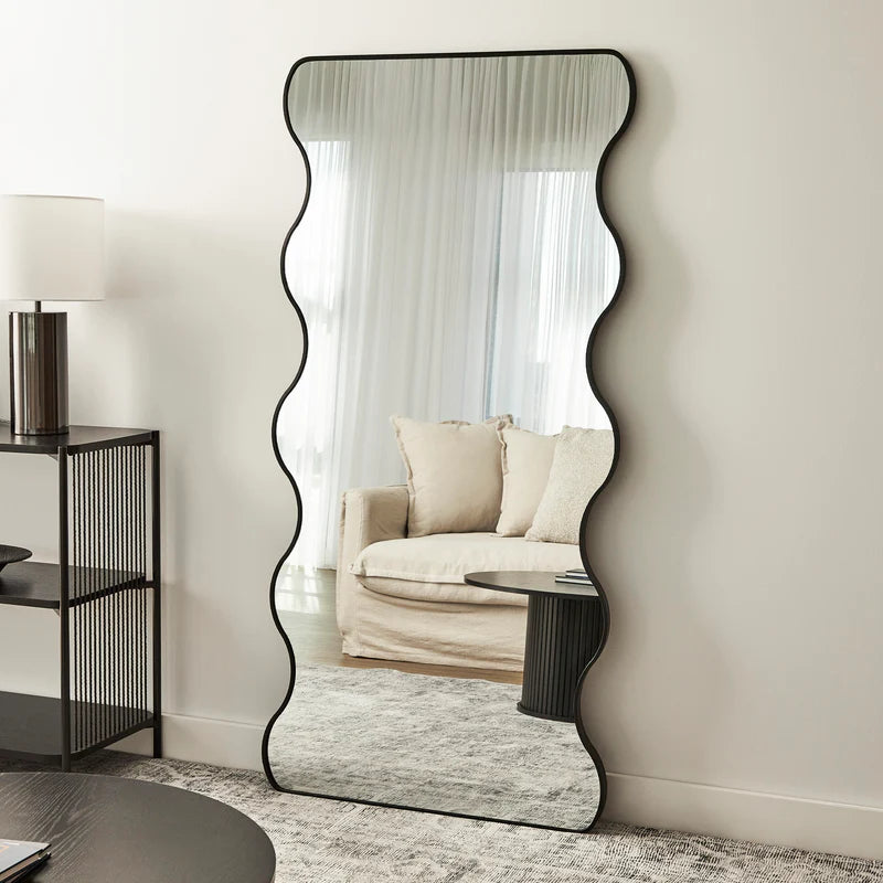 Wavy 165cm Full Length Mirror Black