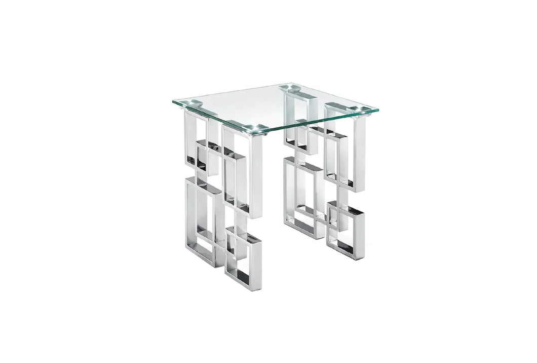 Elsa Clear Glass Silver Frame Side Table