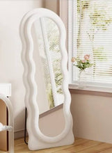 Load image into Gallery viewer, Wave White Velvet Full Length Free Standing Mirror
