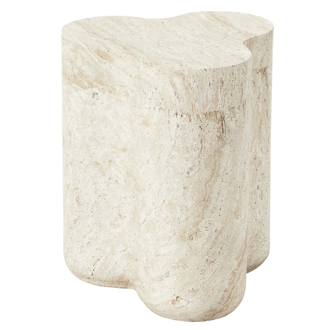 Travertine Leaf Side Table