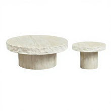 Load image into Gallery viewer, Travertine Nesting Round Coffee Table
