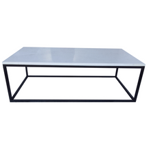 Load image into Gallery viewer, Marble Top Black Legs Large Coffee Table 120 cm
