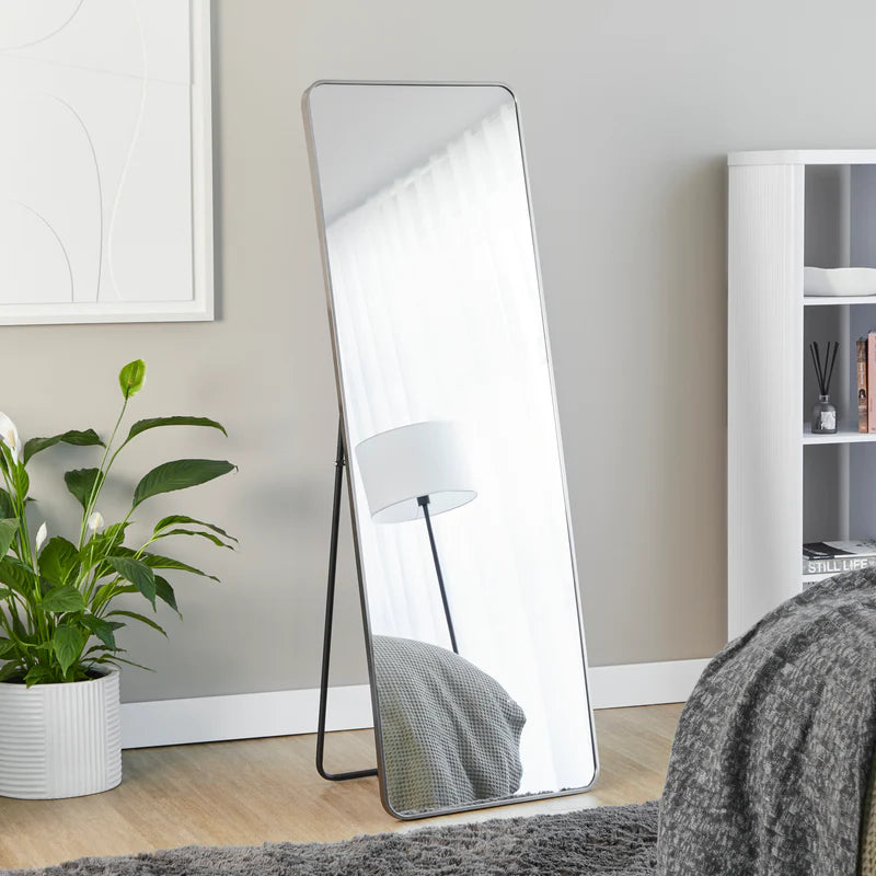 Elle 165cm Rectangle Standing Full Length Mirror Gunmetal Grey