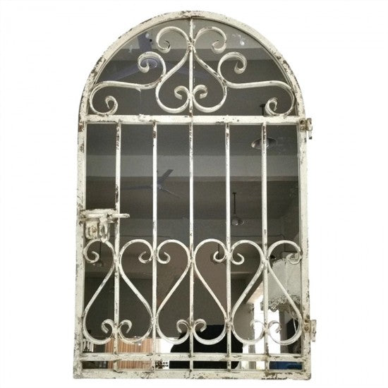 White Outdoor Mirror with Metal Frame