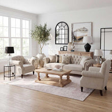 Load image into Gallery viewer, Vaucluse 3 Seat Hamptons Buttoned Sofa Beige Linen Blend
