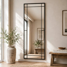 Load image into Gallery viewer, Hamptons Windows Full Length Black Mirror
