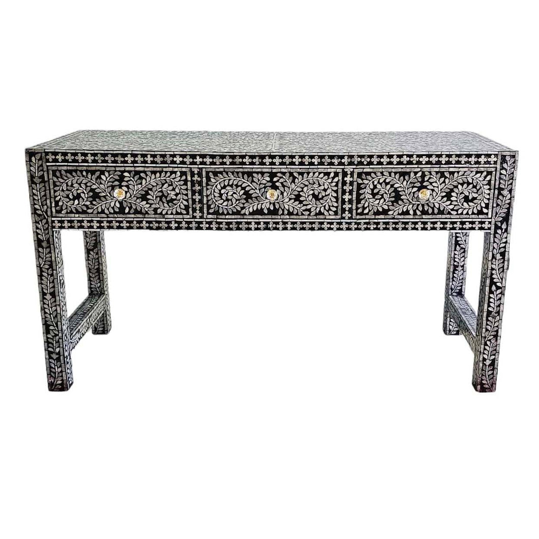 Samantha Pearl Black and White 3 Drawer Console Table