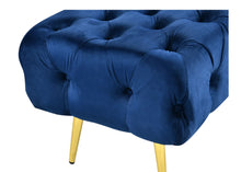 Load image into Gallery viewer, Asha Tufted Blue Navy Ottoman/Bed End Gold Frame
