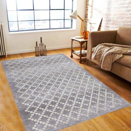 Halo Diamond Pattern Rug - Grey/Ivory - 400x300 – Silsan Decor