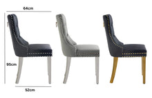 Load image into Gallery viewer, Set of 2 Celine Black French Tufted Velvet Dining Chairs with Gold Leg
