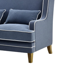 Load image into Gallery viewer, BONDI TWO SEAT SOFA NAVY WITH WHITE PIPING
