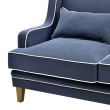 Load image into Gallery viewer, BONDI TWO SEAT SOFA NAVY WITH WHITE PIPING
