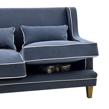 Load image into Gallery viewer, BONDI TWO SEAT SOFA NAVY WITH WHITE PIPING
