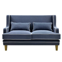 Load image into Gallery viewer, BONDI TWO SEAT SOFA NAVY WITH WHITE PIPING
