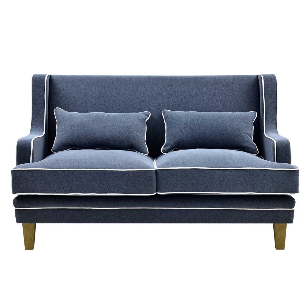 BONDI TWO SEAT SOFA NAVY WITH WHITE PIPING