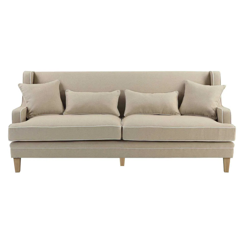 BONDI 3 SEAT SOFA NAT/WHITE PIPING