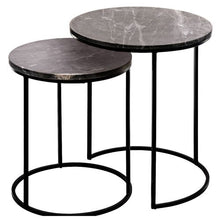 Load image into Gallery viewer, Set Of 2 Side Tables With Black Marble Top - Black
