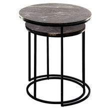 Load image into Gallery viewer, Set Of 2 Side Tables With Black Marble Top - Black
