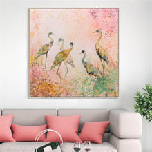 Load image into Gallery viewer, Flamingo in Pink Background Hand Painted Canvas Print Wall Art in Frame 103 cm
