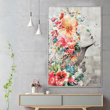 Load image into Gallery viewer, Floral Lady In Framed Canvas Wall Art
