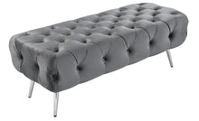 Load image into Gallery viewer, Asha Tufted Grey Ottoman/Bed End Silver Frame
