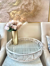 Load image into Gallery viewer, Hamptons Bamboo Trays With Glass White - Round - Decorative
