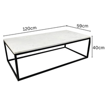 Load image into Gallery viewer, Marble Top Black Legs Large Coffee Table 120 cm
