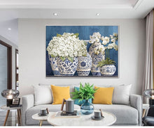 Load image into Gallery viewer, Blue and White Jars Hamptons Framed Canvas/Wall Art
