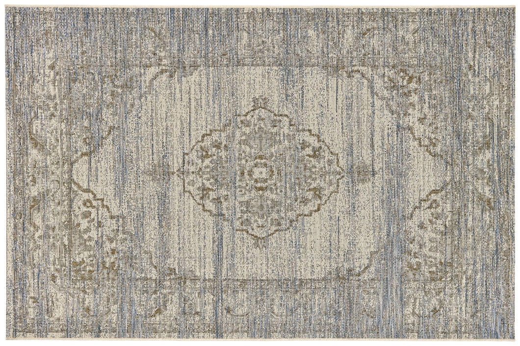 St Tropez Jaipur Medallion Rug - Cream/Blue - 200x290cm