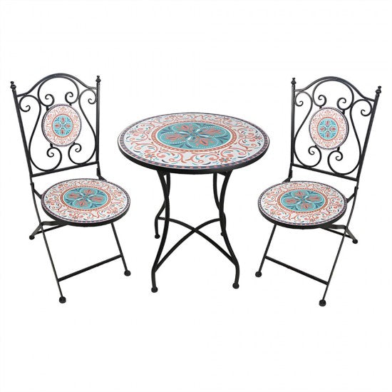 Moroccan Metal Outdoor Table with 2 Chairs