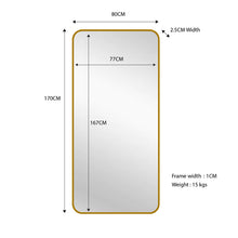 Load image into Gallery viewer, Rectangular Modern Gold Full Length Large Metal Mirror 80x170 cm
