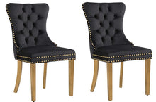 Load image into Gallery viewer, Set of 2 Celine Black French Tufted Velvet Dining Chairs with Gold Leg
