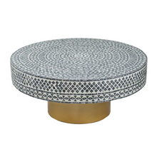 Load image into Gallery viewer, Pearl Black White Round Pearl Gold Base Coffee Table
