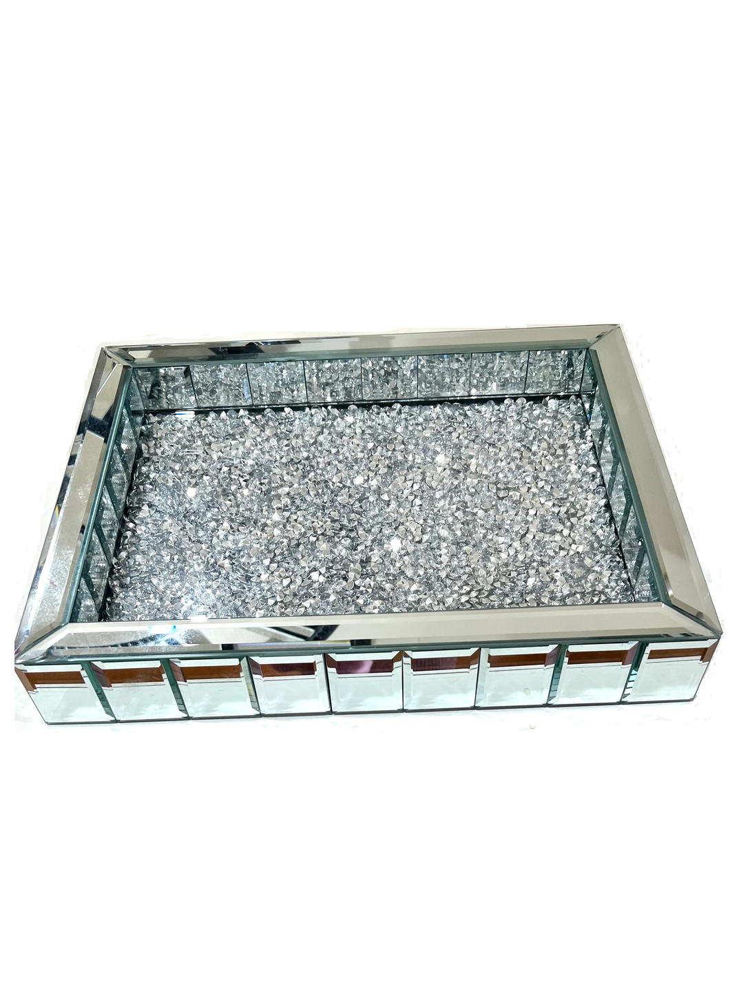 Royal Sparkling Silver Mirrored Tray - Decorative