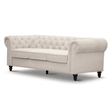 Load image into Gallery viewer, Chesterfield / Hamptons Beige Tufted Button 228CM - 3 Seater Lounge Sofa/Couch
