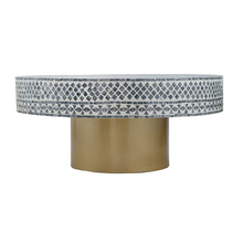 Load image into Gallery viewer, Pearl Black White Round Pearl Gold Base Coffee Table
