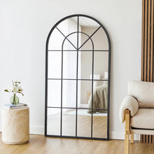 Load image into Gallery viewer, Iron 172cm Arch Iron Black Window Mirror Full Length Large
