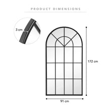 Load image into Gallery viewer, Iron 172cm Arch Iron Black Window Mirror Full Length Large
