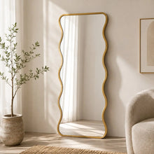 Load image into Gallery viewer, Wavy Metal Gold Full Length Mirror
