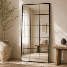 Load image into Gallery viewer, Hamptons Windows Black Full Length Mirror 90x180 cm
