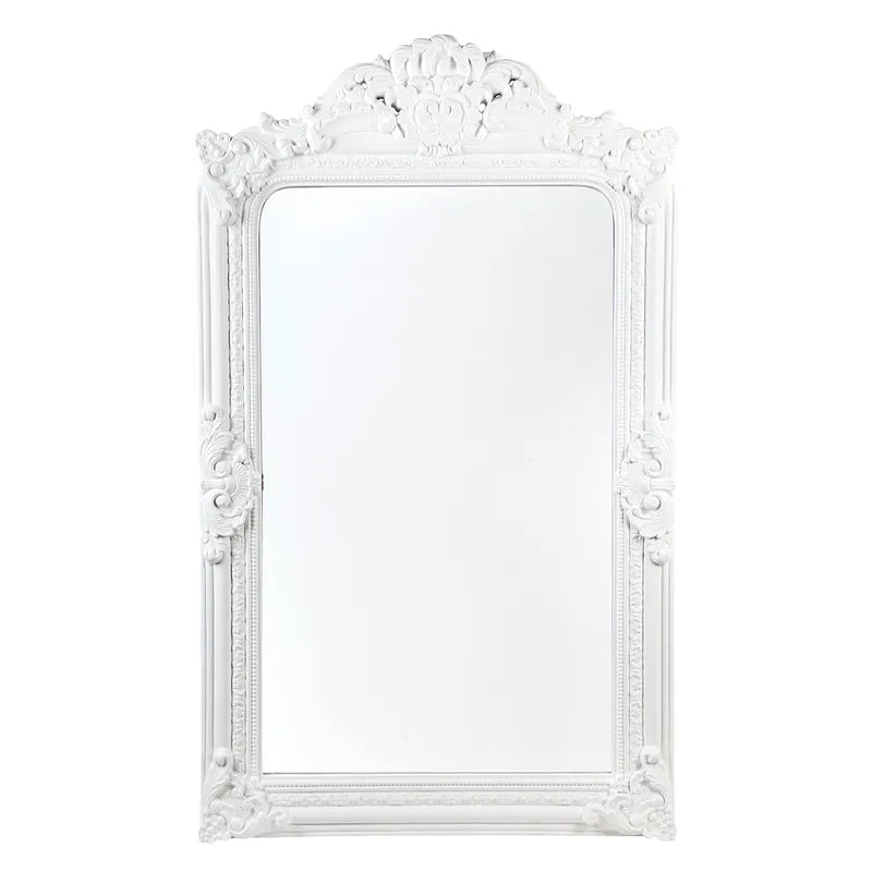 French Ornate Extra Large Full Length Floor Mirror - Antique White