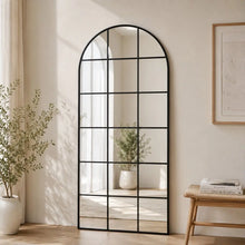 Load image into Gallery viewer, Hamptons Windows Full Length Arched Large Metal Mirror
