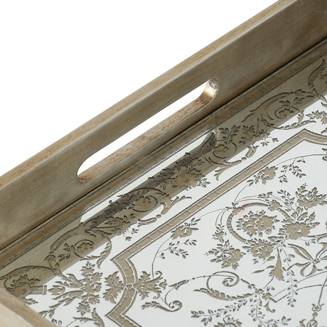 Floral Mirrored Rectangular Tray - Decorative