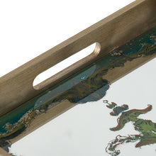 Load image into Gallery viewer, Gold &amp; Green Scroll Mirrored Rectangular Tray - Decorative
