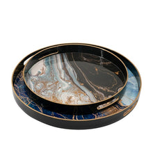 Load image into Gallery viewer, Marble Print Set of 2 round trays - Decorative
