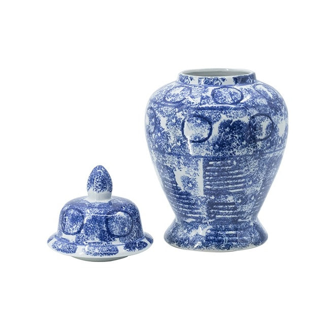 Blue & White Abstract Ginger Jar Medium - Decorative