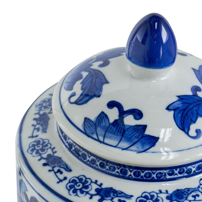 Indra Hamptons Lidded Blue White Jar - Decorative