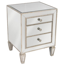 Load image into Gallery viewer, Mirrored 3 Drawer Antique Seamless Bedside Table
